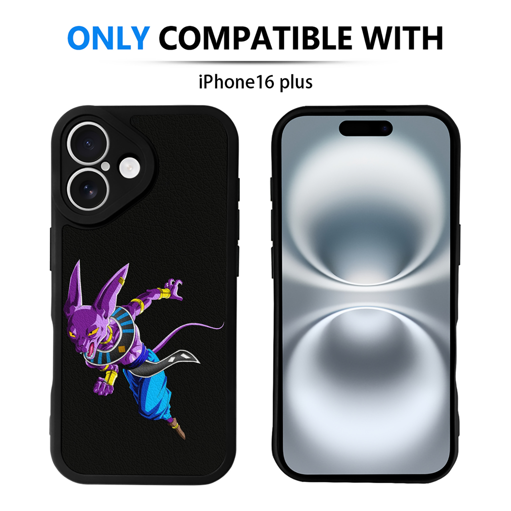 （画像用） ドラゴンボール ビルス 破壊神ビルス DRAGON BALL Beerus Birusu 【iPhone 16シリーズ対応】シリコンスマホケース（レザー調） 材質：シリコン